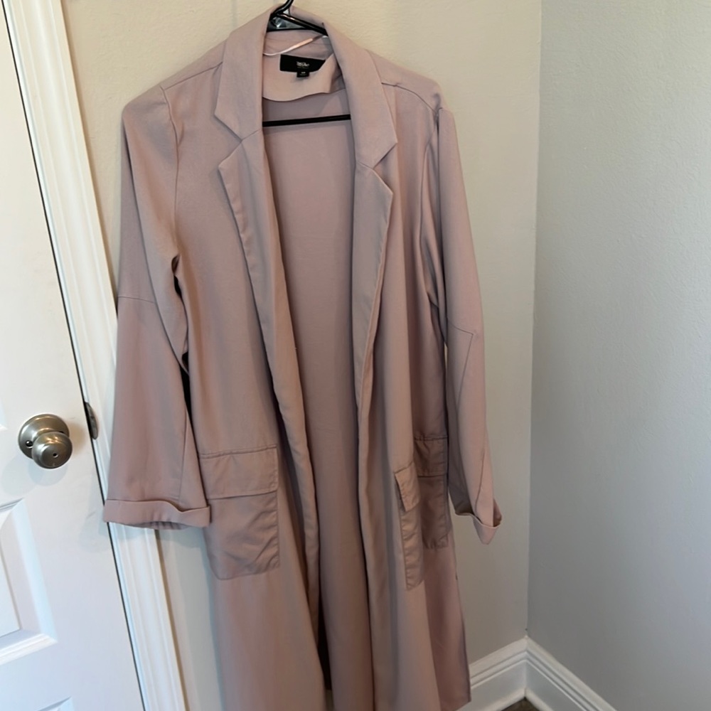 Long line lightweight trench coat duster jacket oversized M
